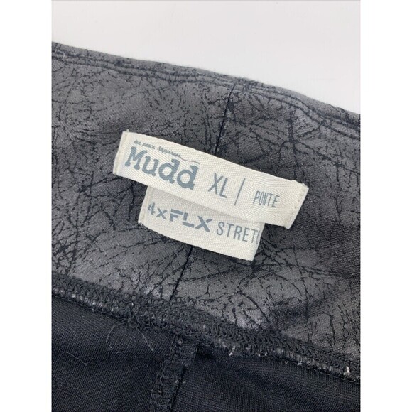 Mudd FLX Stretch Leggings Ponte Metallic Distressed Pull On Back PocketsWomen XL - Picture 7 of 11